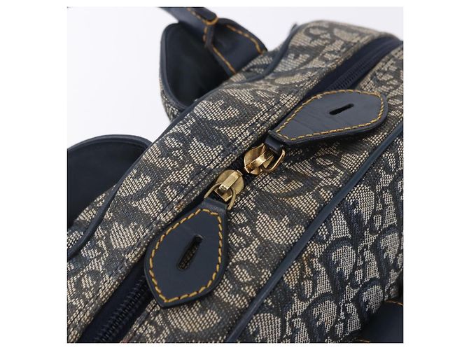 Borsa a mano Double Saddle in tela Trotter Christian Dior Navy Tono Oro Auth ka6207 Blu navy - vista 28