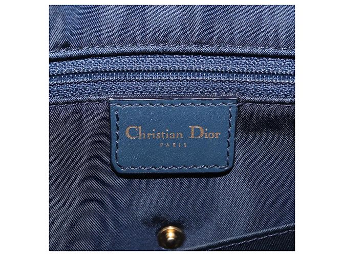 Borsa a mano Double Saddle in tela Trotter Christian Dior Navy Tono Oro Auth ka6207 Blu navy - vista 29