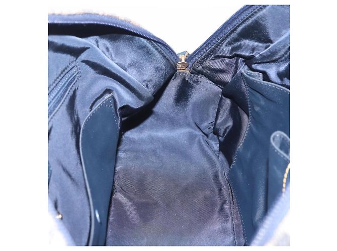 Borsa a mano Double Saddle in tela Trotter Christian Dior Navy Tono Oro Auth ka6207 Blu navy - vista 31