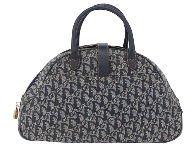 Borsa a mano Double Saddle in tela Trotter Christian Dior Navy Tono Oro Auth ka6207 Blu navy - vista 5