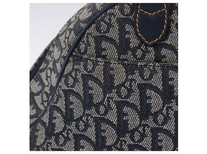 Borsa a mano Double Saddle in tela Trotter Christian Dior Navy Tono Oro Auth ka6207 Blu navy - vista 6
