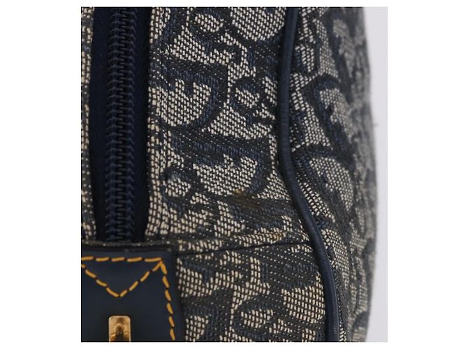 Borsa a mano Double Saddle in tela Trotter Christian Dior Navy Tono Oro Auth ka6207 Blu navy - vista 8