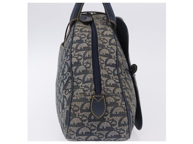 Borsa a mano Double Saddle in tela Trotter Christian Dior Navy Tono Oro Auth ka6207 Blu navy - vista 9