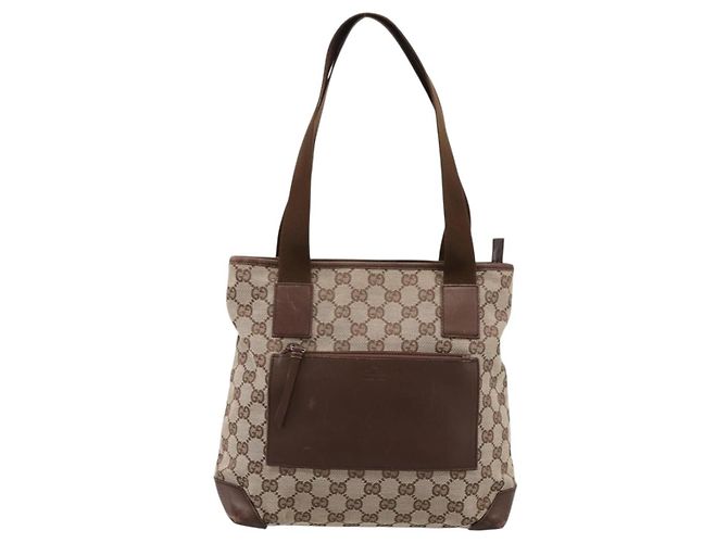Borsa Tote GUCCI GG Canvas Beige Silver 28893 Auth 204253 Argento - vista 2