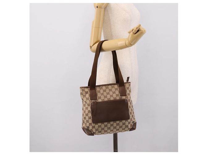 Borsa Tote GUCCI GG Canvas Beige Silver 28893 Auth 204253 Argento - vista 25
