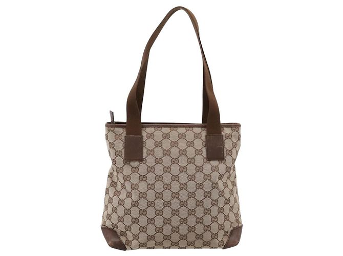 Borsa Tote GUCCI GG Canvas Beige Silver 28893 Auth 204253 Argento - vista 3