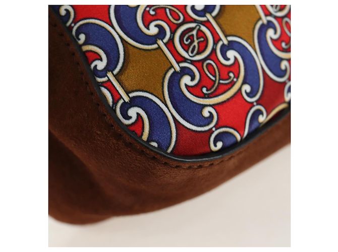 Borsa a tracolla con catena FENDI in camoscio 2way marrone oro Auth 197273SAV D'oro - vista 12