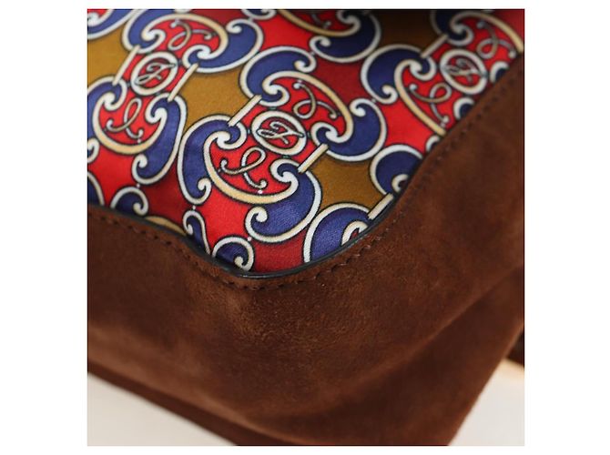 Borsa a tracolla con catena FENDI in camoscio 2way marrone oro Auth 197273SAV D'oro - vista 13
