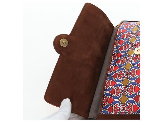 Borsa a tracolla con catena FENDI in camoscio 2way marrone oro Auth 197273SAV D'oro - vista 21