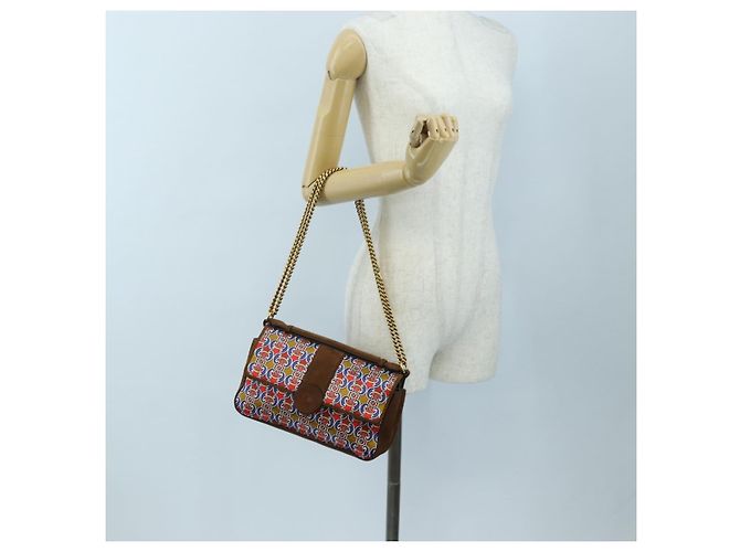 Borsa a tracolla con catena FENDI in camoscio 2way marrone oro Auth 197273SAV D'oro - vista 27