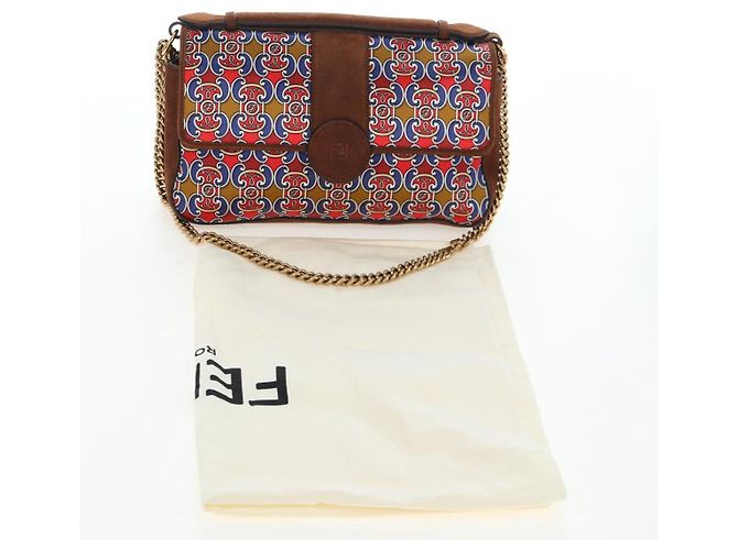 Borsa a tracolla con catena FENDI in camoscio 2way marrone oro Auth 197273SAV D'oro - vista 28