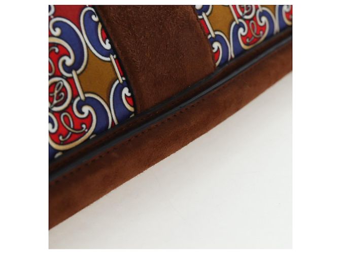 Borsa a tracolla con catena FENDI in camoscio 2way marrone oro Auth 197273SAV D'oro - vista 9