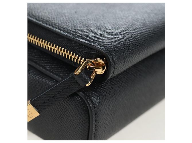 Christian Dior Karo Double Pouch Shoulder Bag Leather Black Gold Auth 203485M Golden - view 10