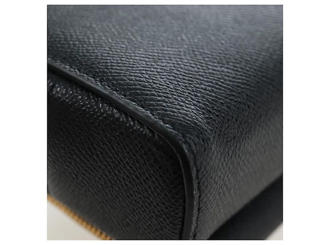Christian Dior Karo Double Pouch Shoulder Bag Leather Black Gold Auth 203485M Golden - view 12