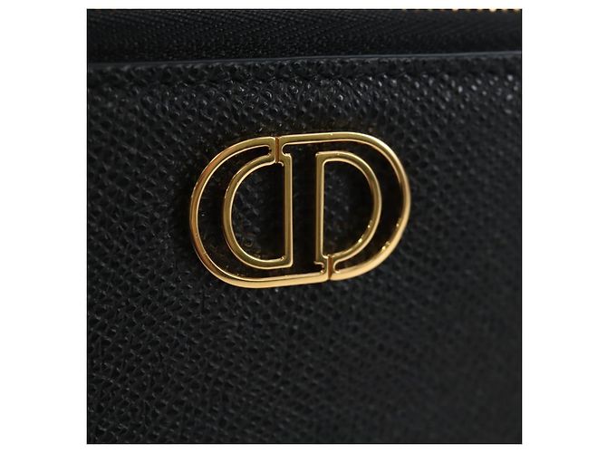 Christian Dior Karo Double Pouch Shoulder Bag Leather Black Gold Auth 203485M Golden - view 14