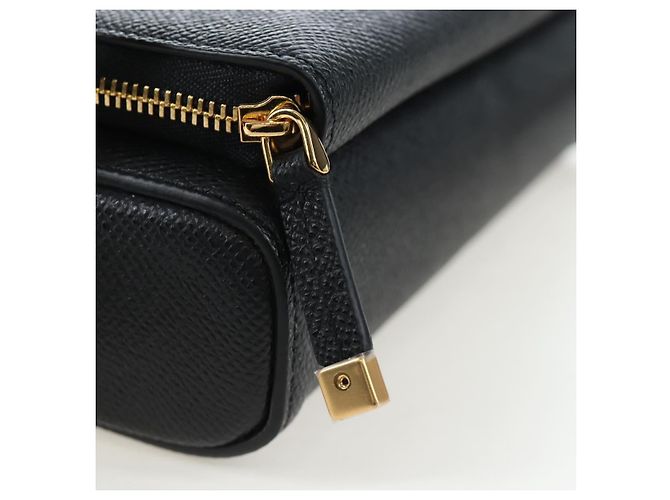 Christian Dior Karo Double Pouch Shoulder Bag Leather Black Gold Auth 203485M Golden - view 15