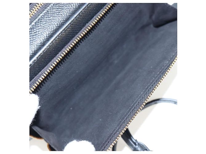 Christian Dior Karo Double Pouch Shoulder Bag Leather Black Gold Auth 203485M Golden - view 16