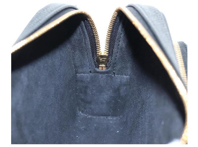 Christian Dior Karo Double Pouch Shoulder Bag Leather Black Gold Auth 203485M Golden - view 19