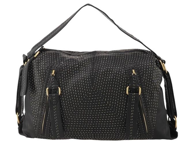 Borsa a tracolla LOEWE in pelle nera e oro Auth bs36832A Nero D'oro - vista 13