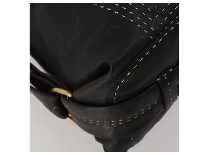 Borsa a tracolla LOEWE in pelle nera e oro Auth bs36832A Nero D'oro - vista 16
