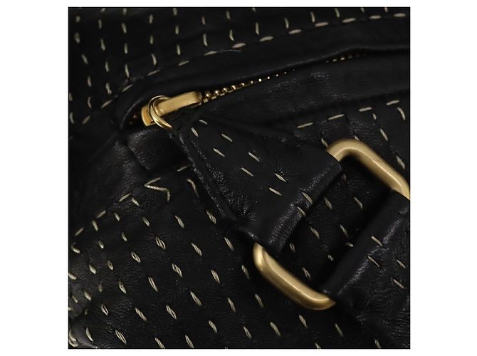Borsa a tracolla LOEWE in pelle nera e oro Auth bs36832A Nero D'oro - vista 17