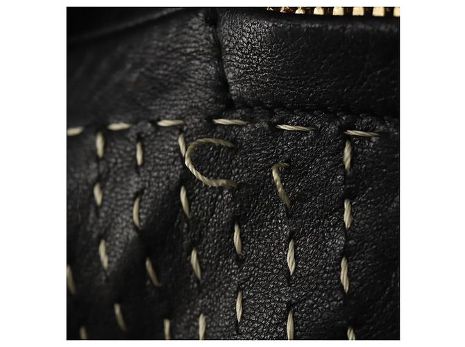 Borsa a tracolla LOEWE in pelle nera e oro Auth bs36832A Nero D'oro - vista 18