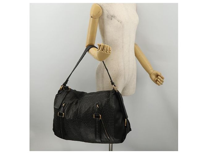 Borsa a tracolla LOEWE in pelle nera e oro Auth bs36832A Nero D'oro - vista 24