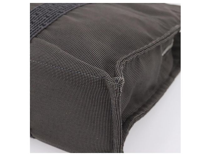 Hermès HERMES Her Line MM Handtasche Canvas Grau Silber Auth 205886A Braun - Ansicht 12