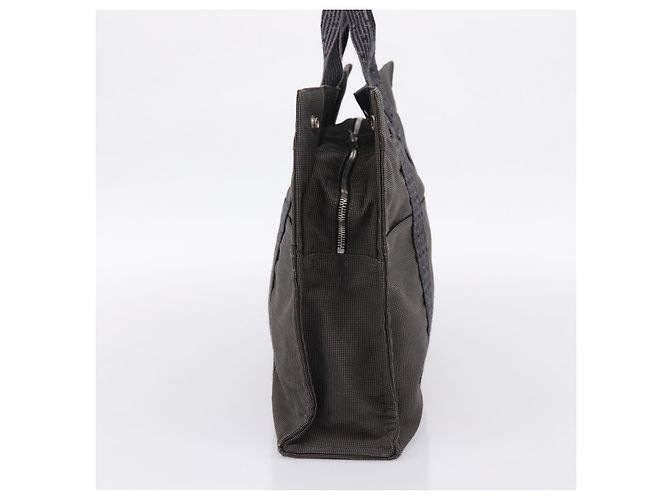 Hermès HERMES Her Line MM Handtasche Canvas Grau Silber Auth 205886A Braun - Ansicht 5