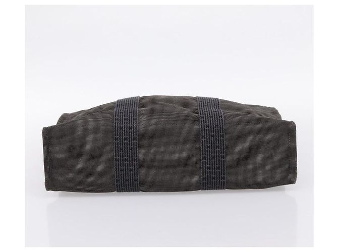 Hermès HERMES Her Line MM Handtasche Canvas Grau Silber Auth 205886A Braun - Ansicht 9