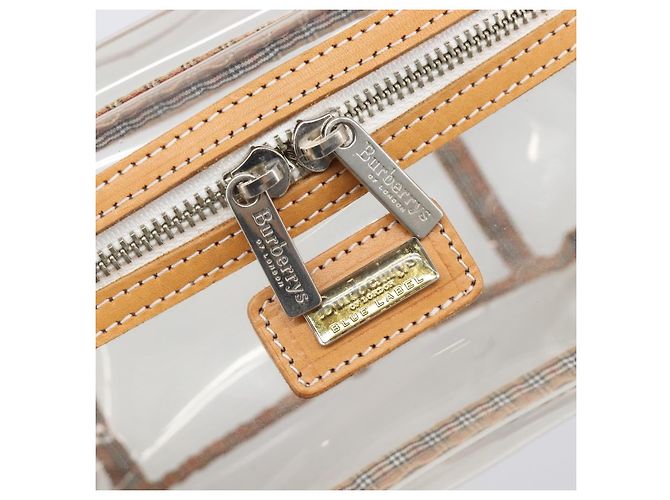 Necessaire per cosmetici Burberrys Vanity in vinile trasparente argento Auth 203676A - vista 14