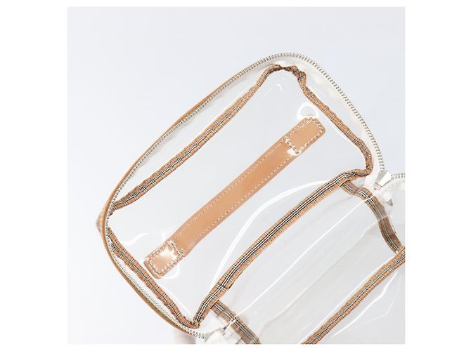 Necessaire per cosmetici Burberrys Vanity in vinile trasparente argento Auth 203676A - vista 16