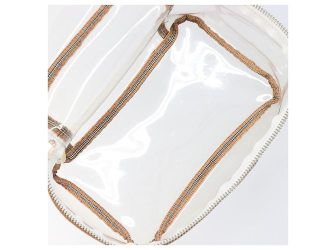 Necessaire per cosmetici Burberrys Vanity in vinile trasparente argento Auth 203676A - vista 17