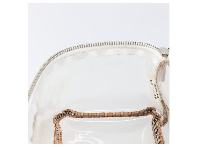 Necessaire per cosmetici Burberrys Vanity in vinile trasparente argento Auth 203676A - vista 19