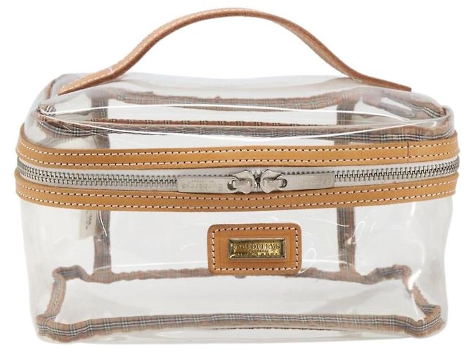 Necessaire per cosmetici Burberrys Vanity in vinile trasparente argento Auth 203676A - vista 2