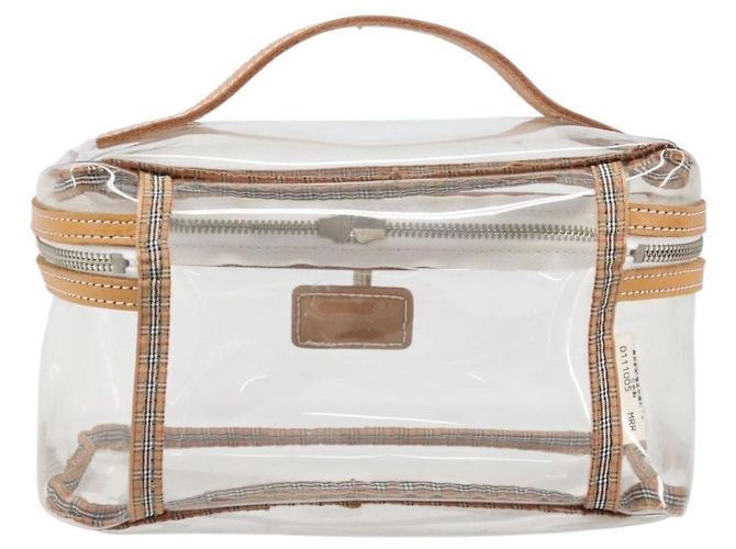 Necessaire per cosmetici Burberrys Vanity in vinile trasparente argento Auth 203676A - vista 3