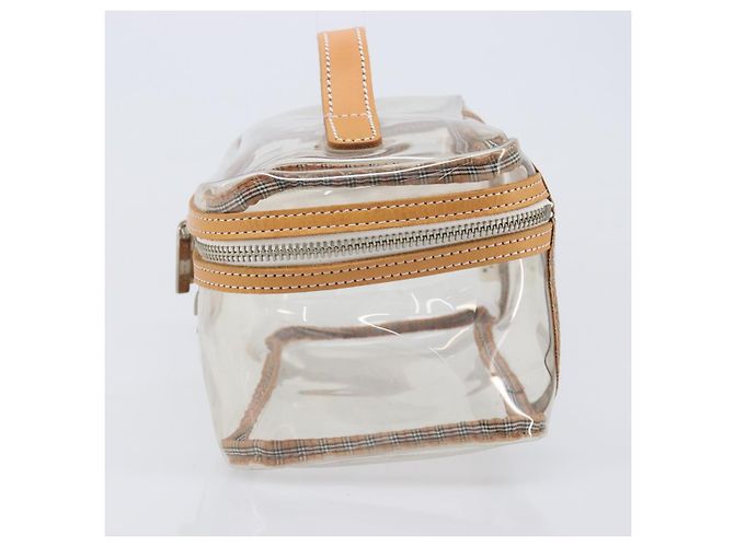 Necessaire per cosmetici Burberrys Vanity in vinile trasparente argento Auth 203676A - vista 4