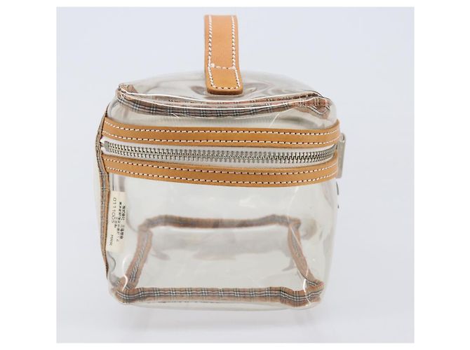 Necessaire per cosmetici Burberrys Vanity in vinile trasparente argento Auth 203676A - vista 5