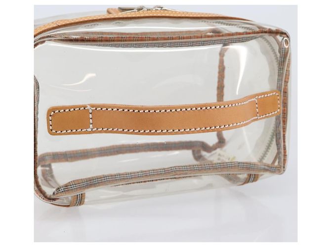 Necessaire per cosmetici Burberrys Vanity in vinile trasparente argento Auth 203676A - vista 7