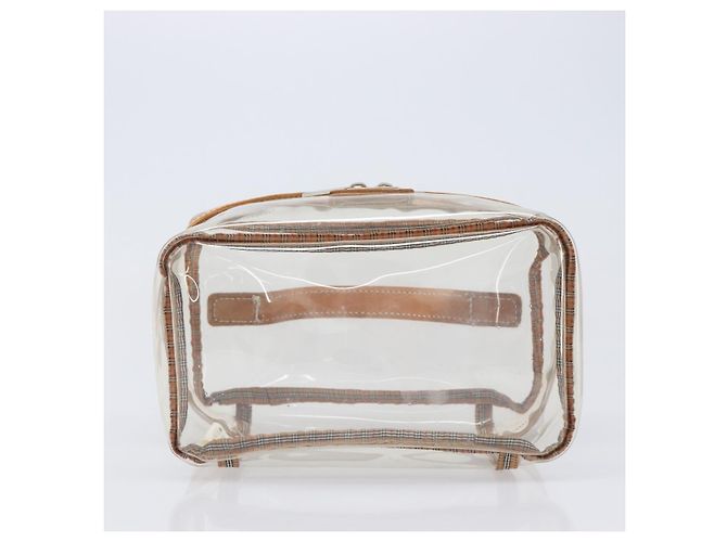 Necessaire per cosmetici Burberrys Vanity in vinile trasparente argento Auth 203676A - vista 9