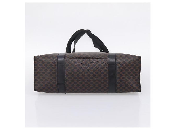 Céline CELINE Macadam Canvas Tote Bag PVC Leder Schwarz Gold Auth 203654A Golden - Ansicht 10
