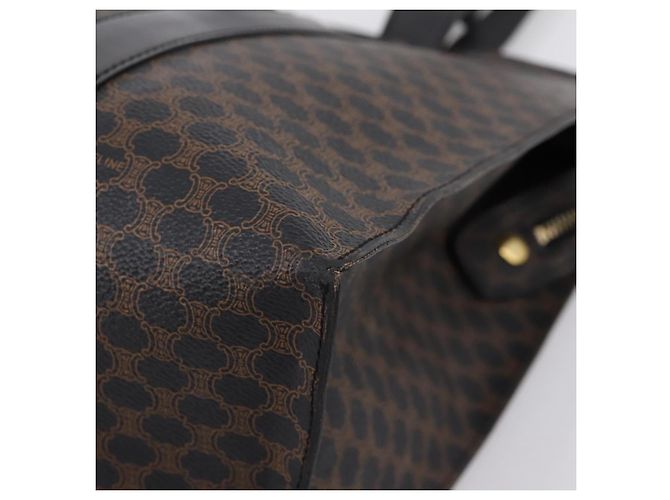 Céline CELINE Macadam Canvas Tote Bag PVC Leder Schwarz Gold Auth 203654A Golden - Ansicht 11