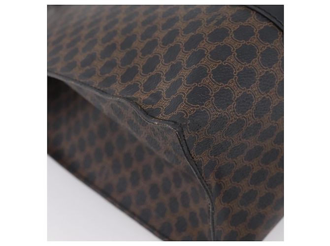Céline CELINE Macadam Canvas Tote Bag PVC Leder Schwarz Gold Auth 203654A Golden - Ansicht 15