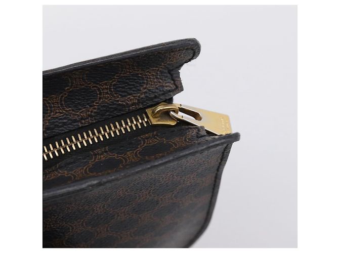 Céline CELINE Macadam Canvas Tote Bag PVC Leder Schwarz Gold Auth 203654A Golden - Ansicht 16