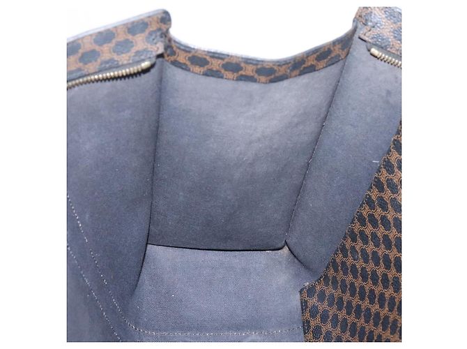 Céline CELINE Macadam Canvas Tote Bag PVC Leder Schwarz Gold Auth 203654A Golden - Ansicht 19