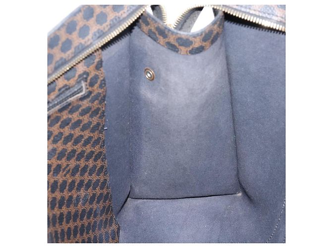 Céline CELINE Macadam Canvas Tote Bag PVC Leder Schwarz Gold Auth 203654A Golden - Ansicht 20