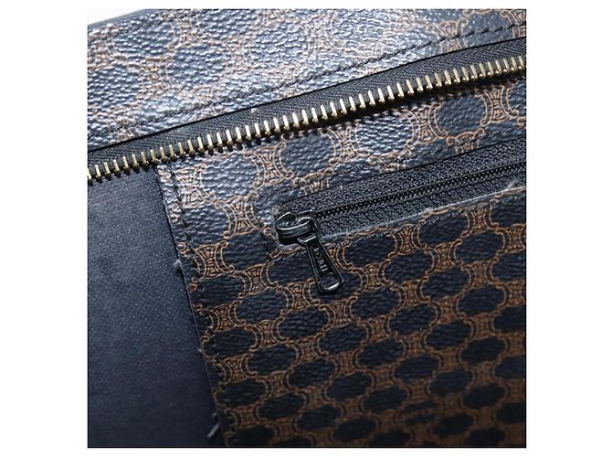 Céline CELINE Macadam Canvas Tote Bag PVC Leder Schwarz Gold Auth 203654A Golden - Ansicht 21