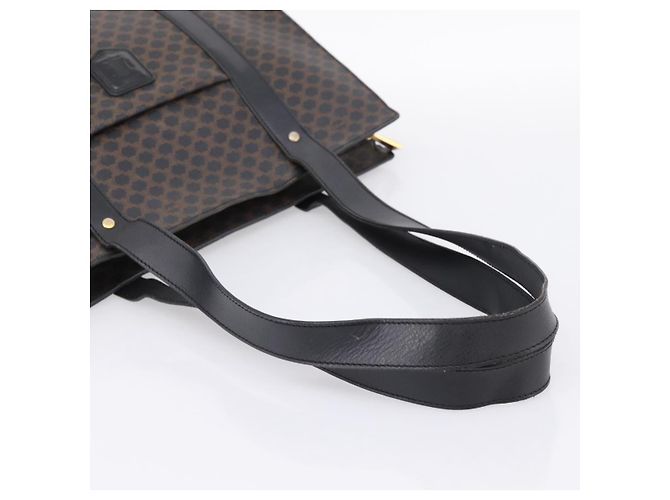 Céline CELINE Macadam Canvas Tote Bag PVC Leder Schwarz Gold Auth 203654A Golden - Ansicht 7