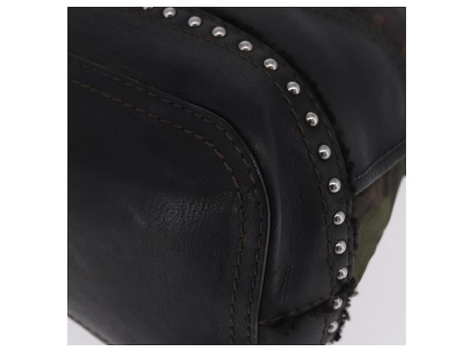 Borsa a Tracolla PRADA Nylon Pelle Khaki Silver BR4549 Auth am12573V Argento Cachi - vista 13