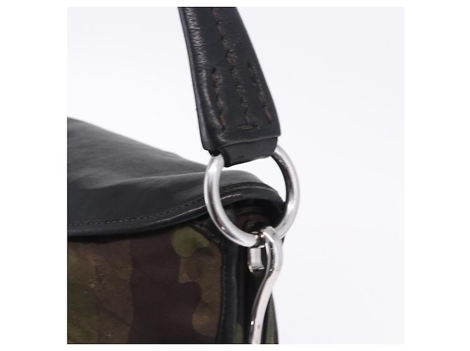 Borsa a Tracolla PRADA Nylon Pelle Khaki Silver BR4549 Auth am12573V Argento Cachi - vista 18